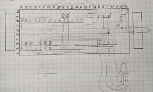 Planning of component location on graph paper before soldering