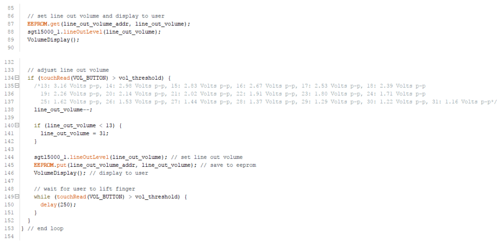 Line out volume adjustment code and EEPROM save